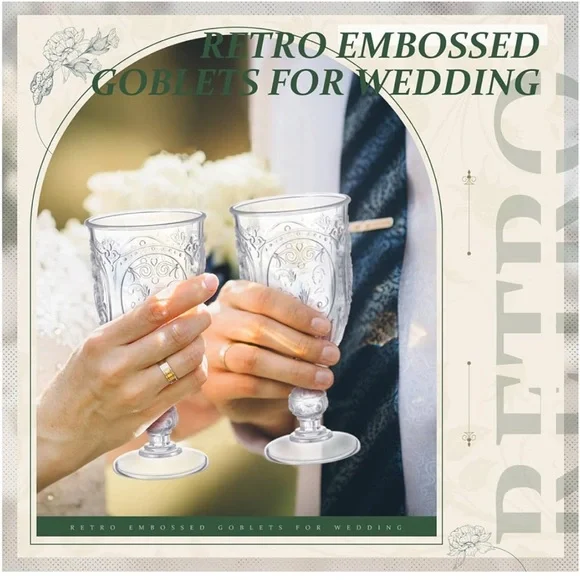 4 Pcs Plastic Goblets 7.5oz Vintage Goblet Plastic Wine Glasses Colored (Clear) - Picture 2 of 7